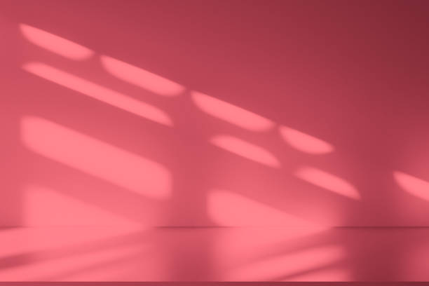 istock Wall interior background, studio, and backdrops show products. with shadow from window color white and pink light. background for text insertion and presentation of product 2197016222