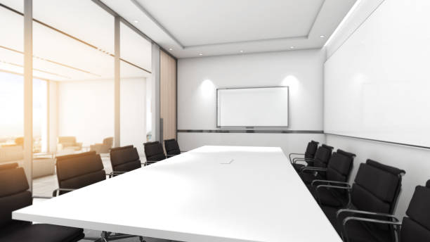 istock A small meeting room for 10 seats in an office building., 3d rendering 2197018590