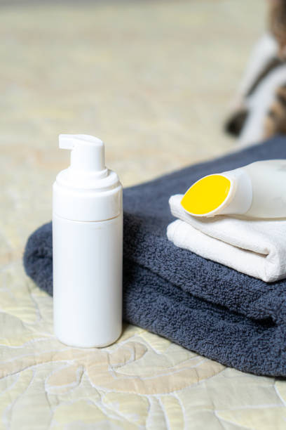 istock Skincare Products on Soft Towels 2197020068