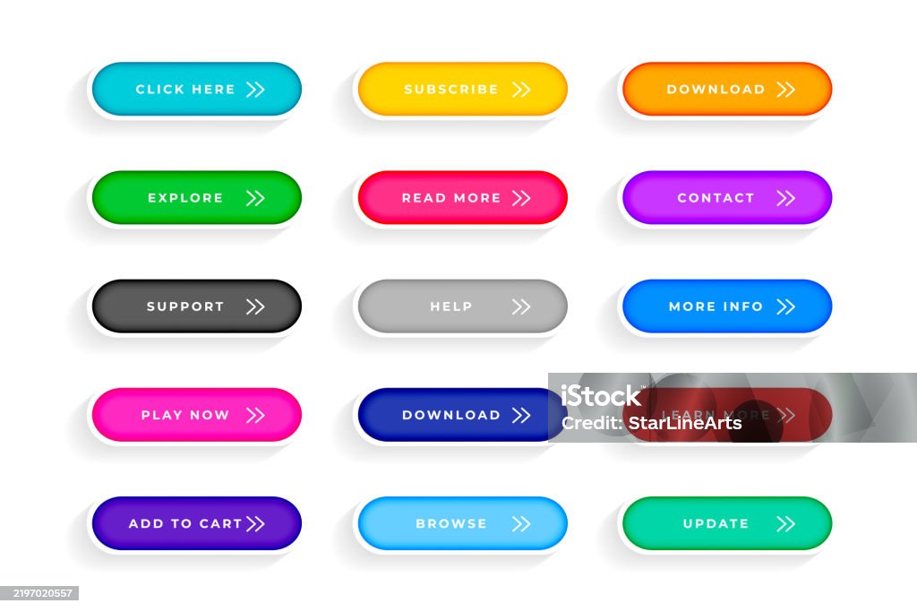 Complete Application Button Collection Of Empty Application Button Element Sign Design Stock ...