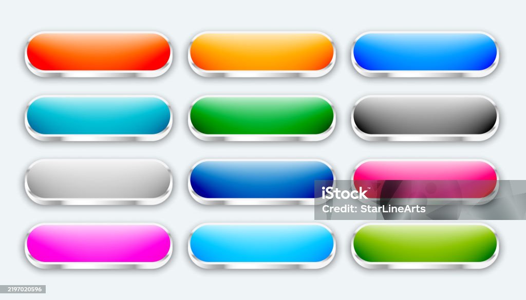 3d Style Empty Ui Ux App Button Element Sign In Set Stock Illustration ...