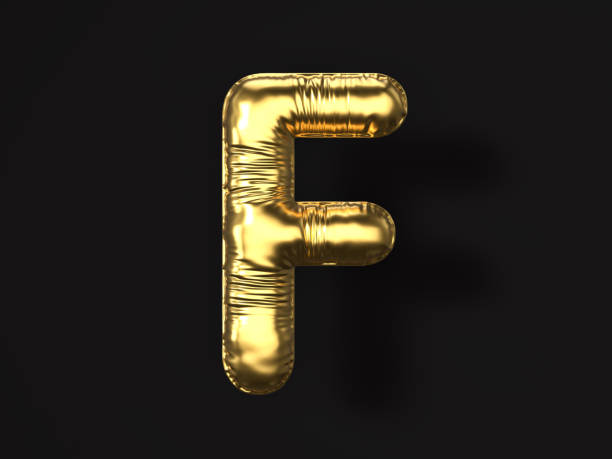 istock Gold balloon letter F 2197022227