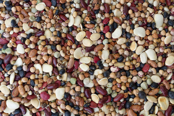 istock Mixed dried legumes food texture background, Top view image. 2197027516
