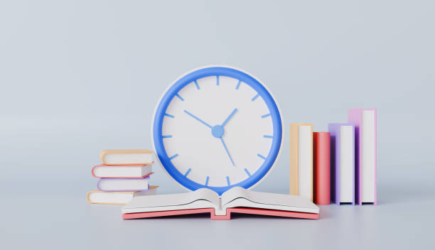 istock Colorful Books Clock and Open Book Time Management and Education Concept 2197033751