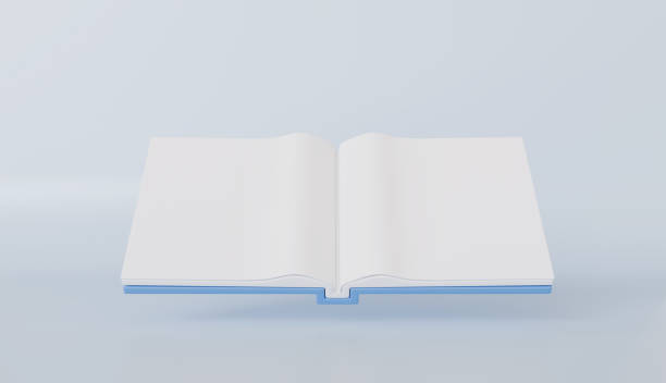 istock Open Blank Book with Light Blue Cover Minimalist Design Mockup for Education or Reading Concept 2197033752