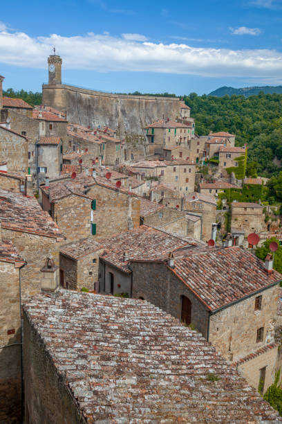 istock Old Roofs of Sorano on a Summer Day 2197034780