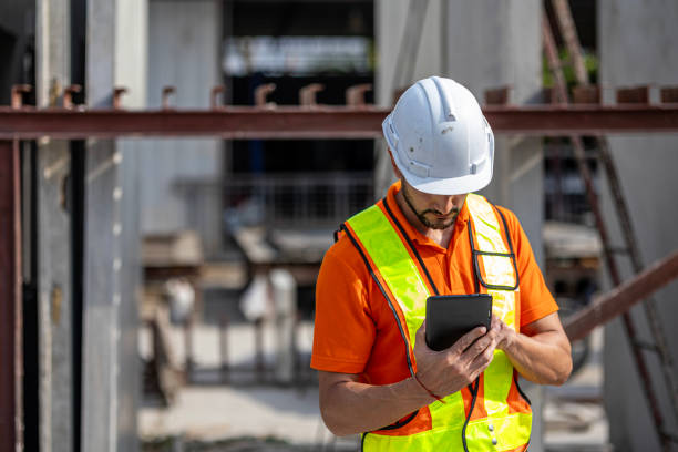 istock Smart phone, tablet and device in construction factory 2197037611