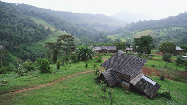 istock Rural village in the mountains on raining day 2197037710