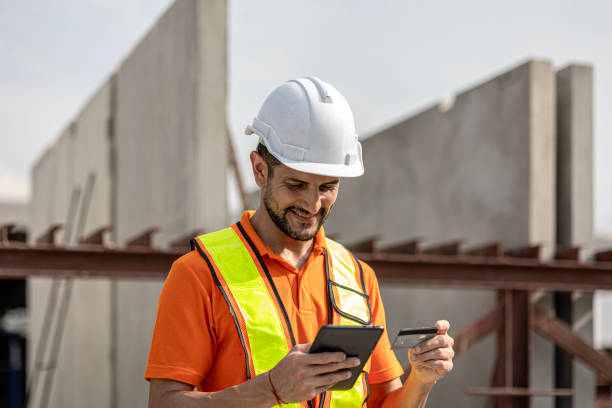 istock Smart phone, tablet and device in construction factory 2197037943