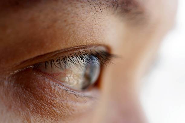 istock Close-up of Asian woman's right eye without makeup 2197038051