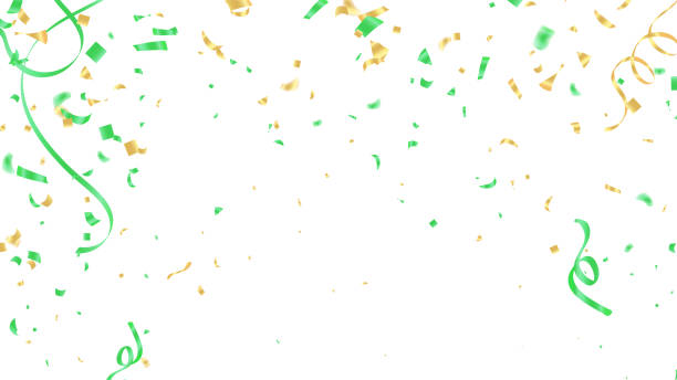 istock Confetti burst green explosion On Transparent Background Color flying ribbons and streamers. Birthday party vector background 2197039751