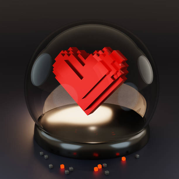 Happy Valentine's Day Banner Greeting Card Big Heart Shape3D Rendering.