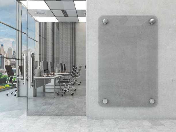 istock Blank Glass Nameplate Sign with Office 2197042235