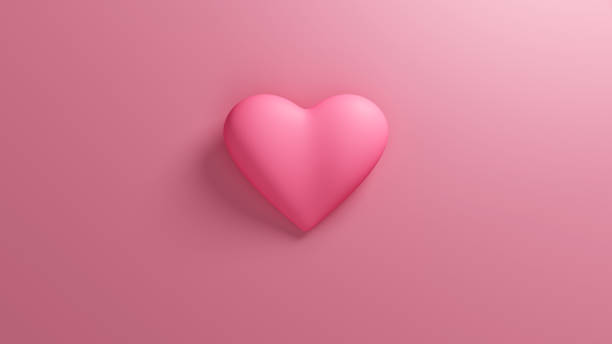 istock Light pink heart with soft shadow on a pink background. Valentine's day romantic backdrop. 3d render illustration. 2197047364