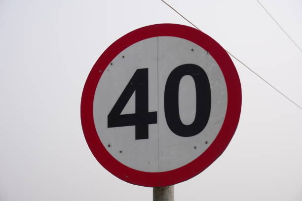 istock Speed limit for 40 km per hour sign board 2197047786