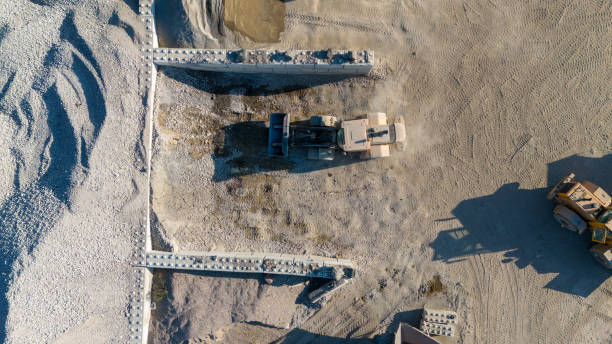 istock Aerial View of Heavy Machinery at Construction Site 2197050627