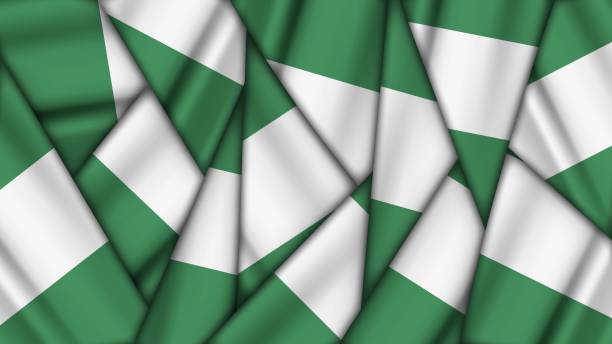 sada nigerijských vlajek naskládaných na sebe - kano stock ilustrace
