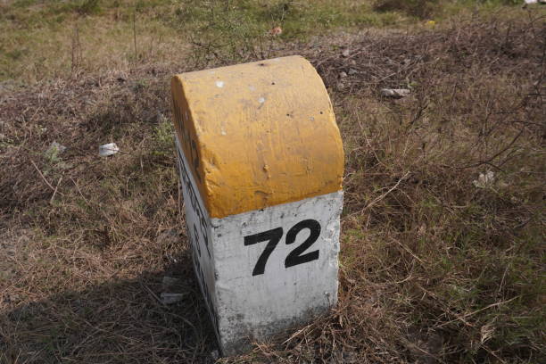 istock The milestone on the highway 2197054885
