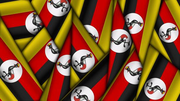 istock Set of UGANDA Flags Stacked on Top of Each Other 2197055156