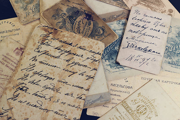 istock Reverse side of the vintage studio photocards 2197058574