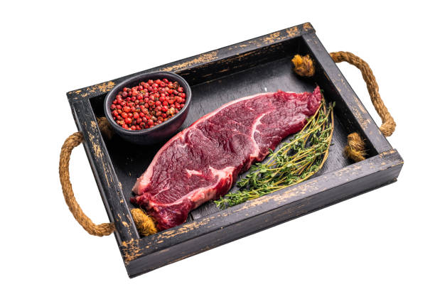 istock Striploin Steak, raw New York  beef meat steak isolated on white background 2197058747