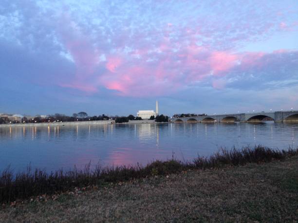 Pink clouds and Lincoln Monument