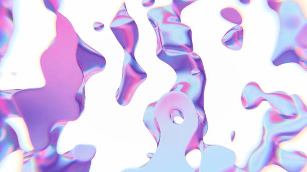 Abstract floating form with iridescent pink and blue hues
