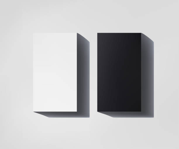 istock Business card 3d realistic mockup. Vertical 90x50 mm business card mock up with shadow on white background. Vector illustration. 2197061426