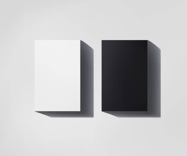 istock Business card 3d realistic mockup. Vertical 85x55 mm business card mock up with shadow on white background. Vector illustration. 2197061428