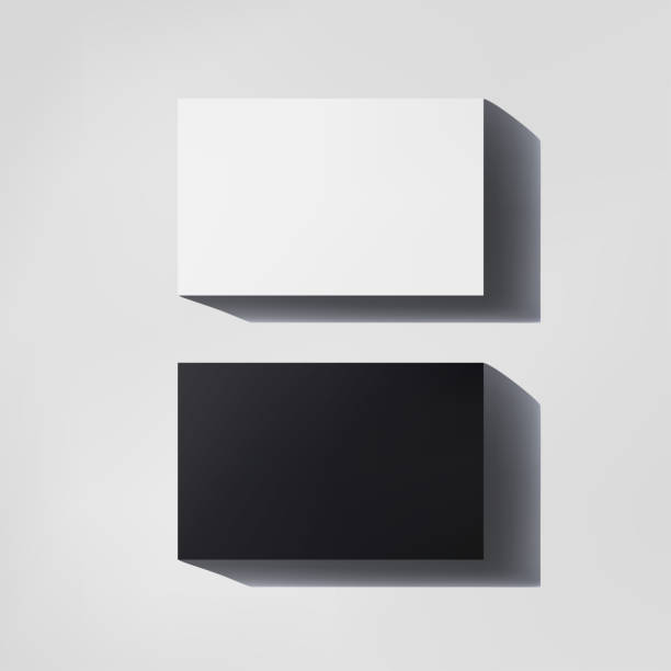 istock Business card 3d realistic mockup. 85x55 mm business card mock up with shadow on white background. Vector illustration. 2197061429