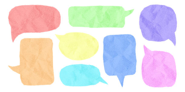 istock Set of pastel colored speech bubbles made of crumpled paper 2197062360