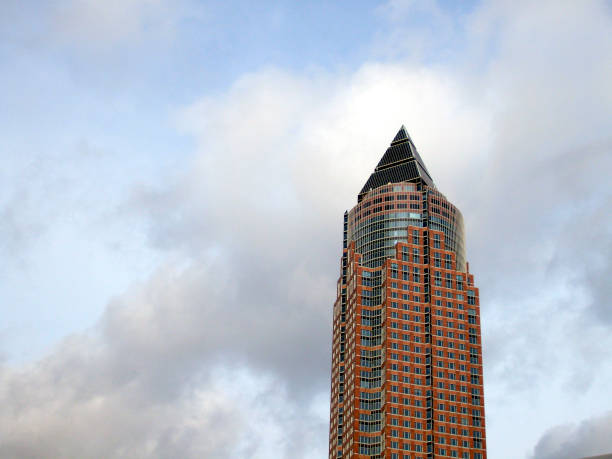 Trade fair skyscraper top in Frankfurt am Main seen from top floor terrace