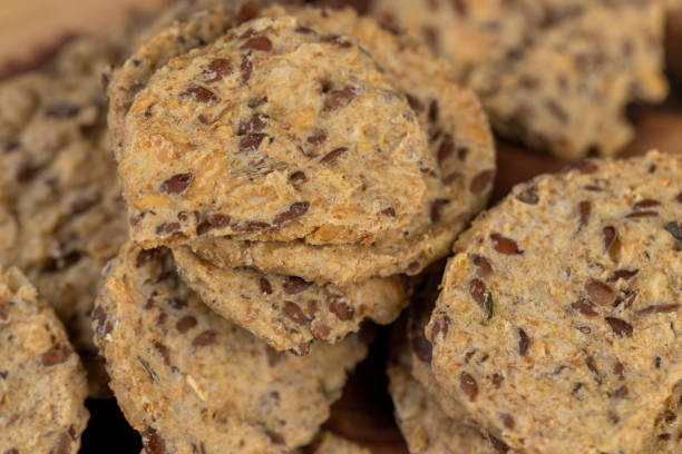 cookies with flax seeds, natural cookies for weight and health maintenance using only natural ingredients closeup