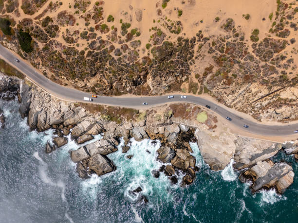 istock Coastal Road Winding Above Rocky Shoreline 2197082119