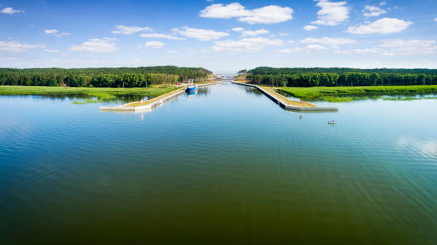 Holidays in Poland - the Vistula Spit canal between the Vistula Lagoon and the Baltic Sea