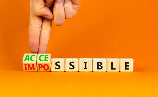 istock Accessible or impossible symbol. Concept words Accessible or Impossible on beautiful wooden blocks. Beautiful orange table orange background. Business accessible or impossible concept. Copy space. 2197087478