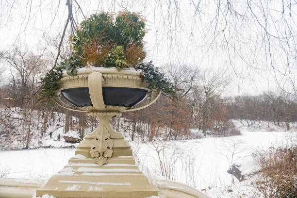 istock Cast Iron Planter on Bow Bridge in Central Park in Winter 2197094192