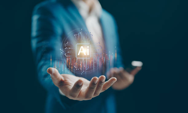 istock Businessman showing AI technology analyzing financial data stock market. AI learning and business artificial intelligence. Document data management on network, cyber security, digital transformation. 2197096434