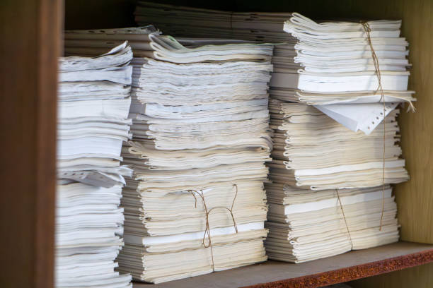istock piles of documents on a shelf in an abandoned production plant. abandoned documents with personal data without protection. 2197101452