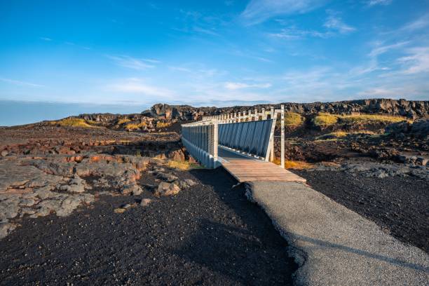 istock Scenic bridge over rocky landscape 2197110444
