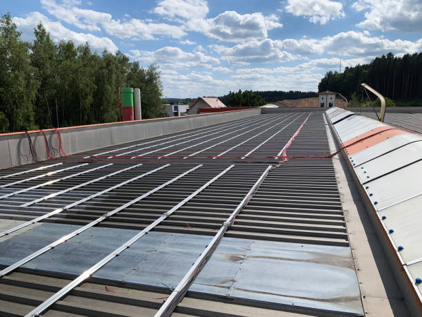 istock Aluminum Mounting Structures Installed on a Metal Roof for Future Solar Panels 2197114226