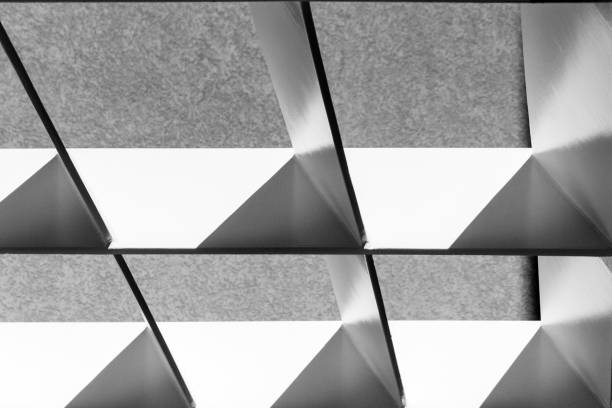 istock Abstract Geometric Ceiling Design in Monochrome Tonality for Modern Architecture 2197118576
