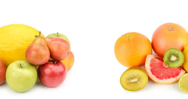 istock Set of fruits isolated on a white background. Free space for text. Collage. 2197121155