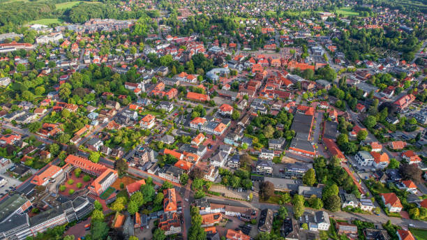 istock Aerial view around the downtown in Westerstede 2197126326