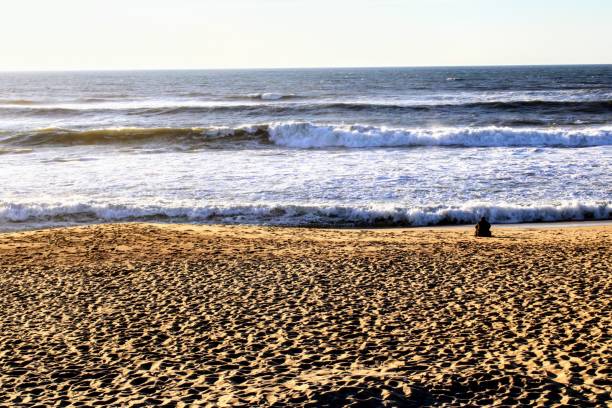 istock Tranquil Beach Scene with Waves and Golden Sand at Sunset 2197128172