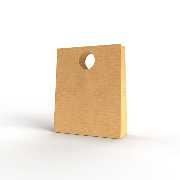 istock Brown paper bag standing on white background 2197128259