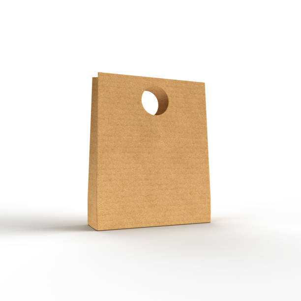 istock Brown paper bag standing on white background 2197128260