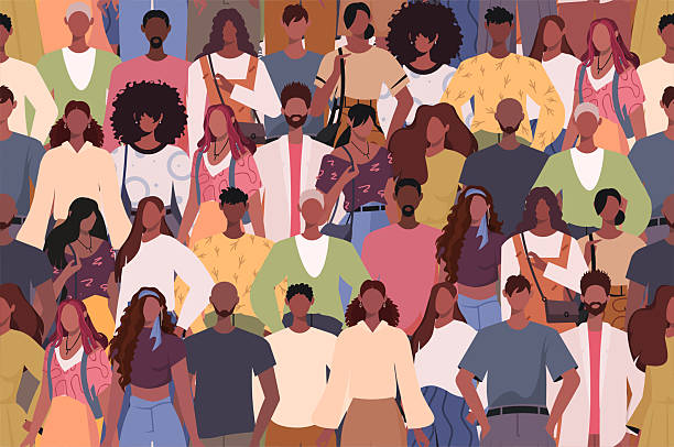 African Americans people. Seamless pattern with people Crowd. Seamless background with diverse group of African Americans people. Society or population, social diversity. Seamless pattern with people Crowd. african american people stock illustrations