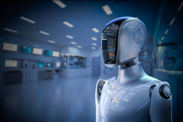 istock Automation laboratory concept with humanoid robot in futuristic laboratory 2197146222