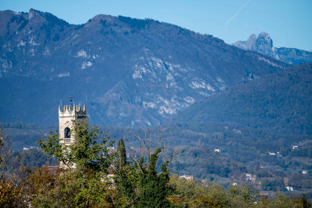 The Italian Alps from Conegliano in the Veneto. Home of Prosecco growing.